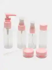 Розовый дорожный набор косметических флаконов 7 предметов