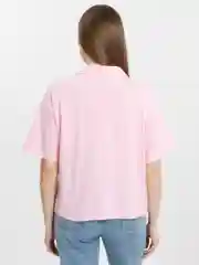 Розовый поло женское, в полоску,  футболка