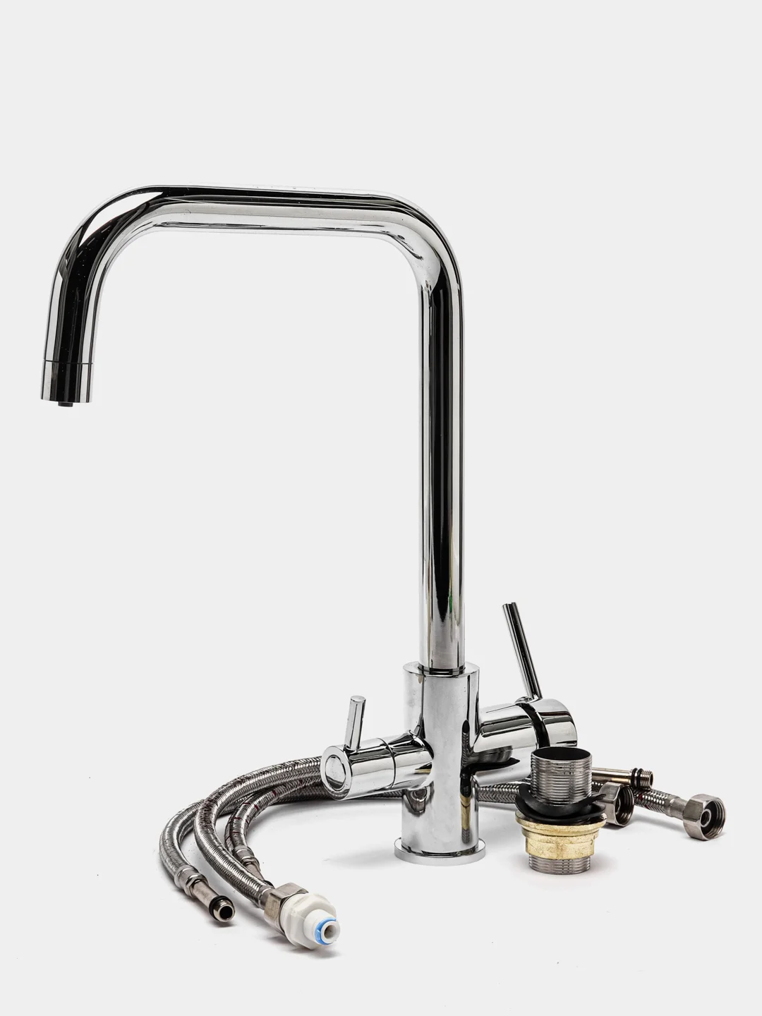 Хром смеситель для кухни FRUD R43054 из латуни с фильтром подключения воды поворотный излив