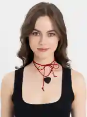 Бордовый чокер сердце на шнурке