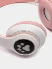 Розовый беспроводные светящиеся Bluetooth наушники с кошачьими ушками, с микрофоном, RGB подсветкой