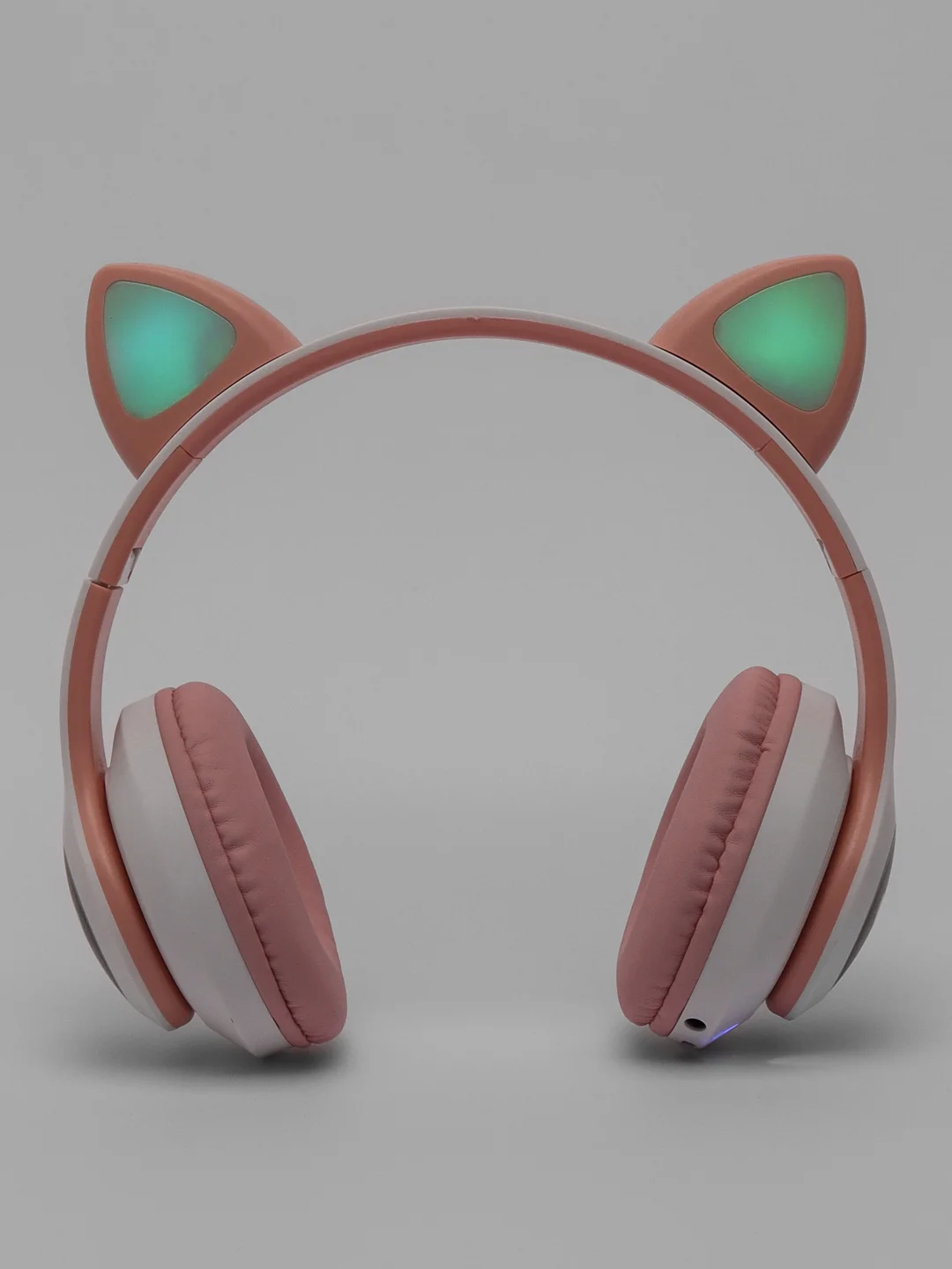 Розовый беспроводные светящиеся Bluetooth наушники с кошачьими ушками, с микрофоном, RGB подсветкой