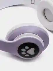 Сиреневый беспроводные светящиеся Bluetooth наушники с кошачьими ушками, с микрофоном, RGB подсветкой