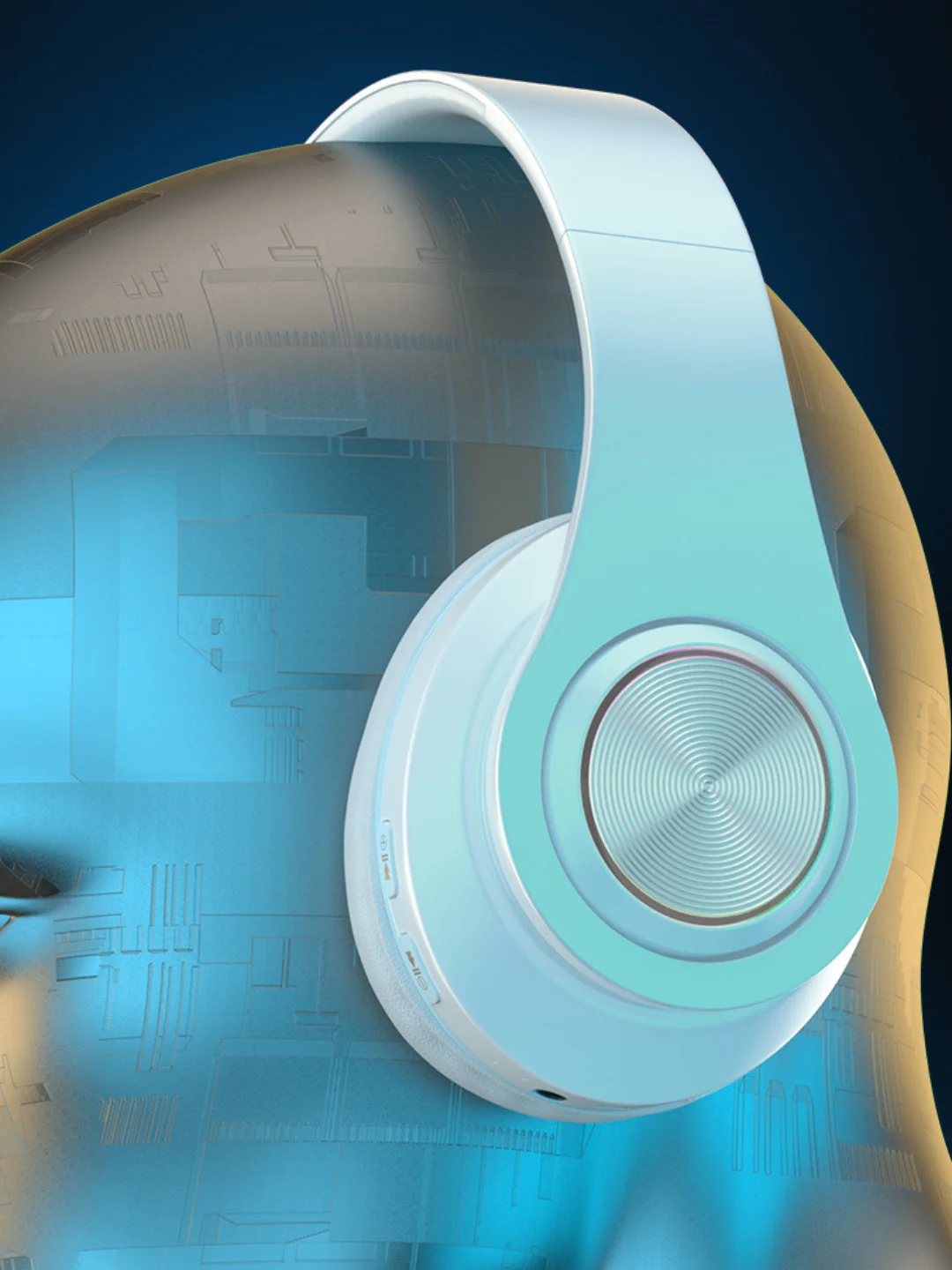 Белый беспроводные наушники большие с чехлом: bluetooth для телефона и компьютера