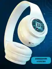 Белый беспроводные наушники большие с чехлом: bluetooth для телефона и компьютера