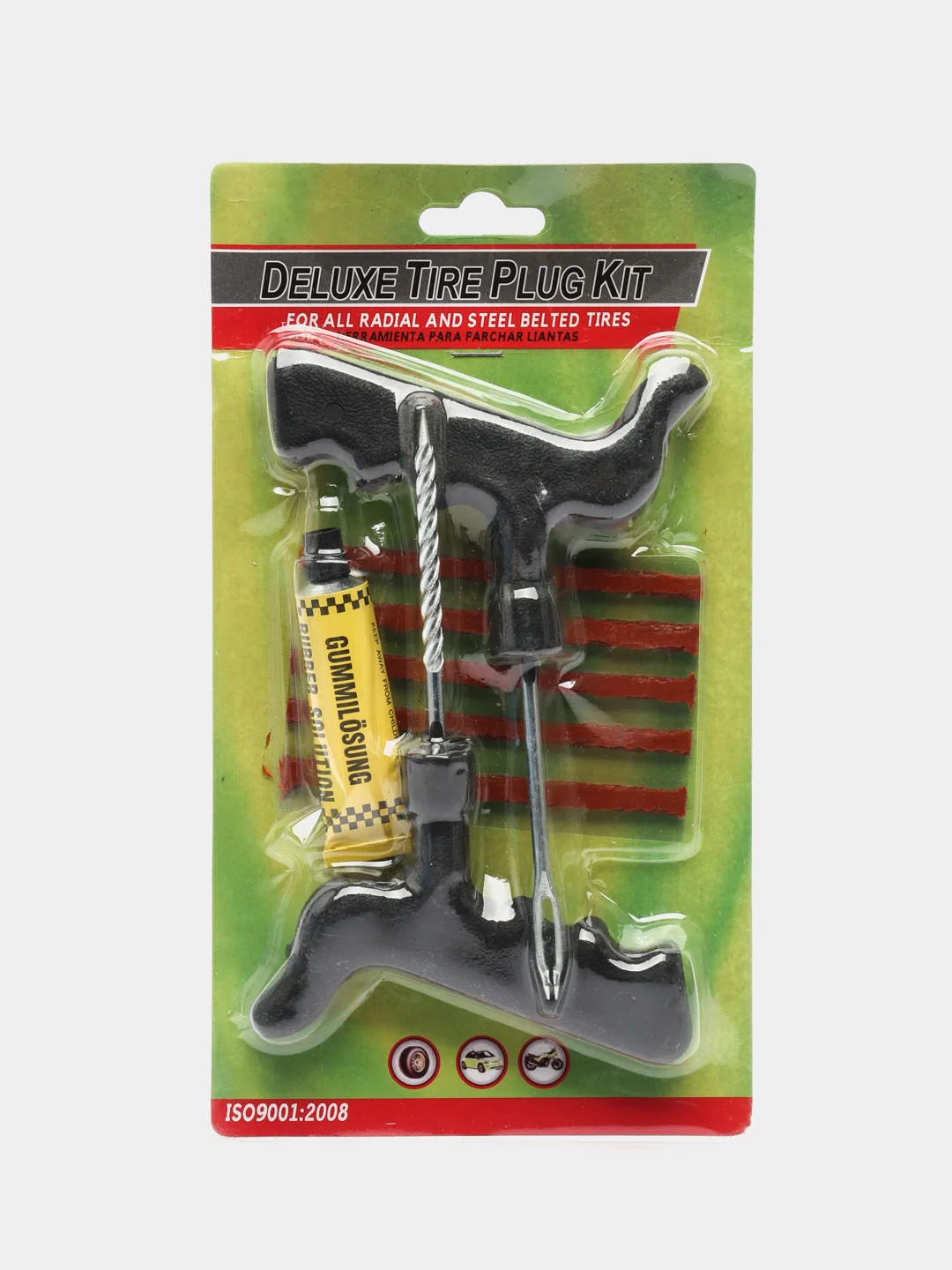Комплект для ремонта шин от проколов Deluxe Tire Plug Kit (шило, жгут, герметик)