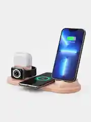 Розовый беспроводная зарядка док-станция для iPhone, Android, iWatch и AirPods