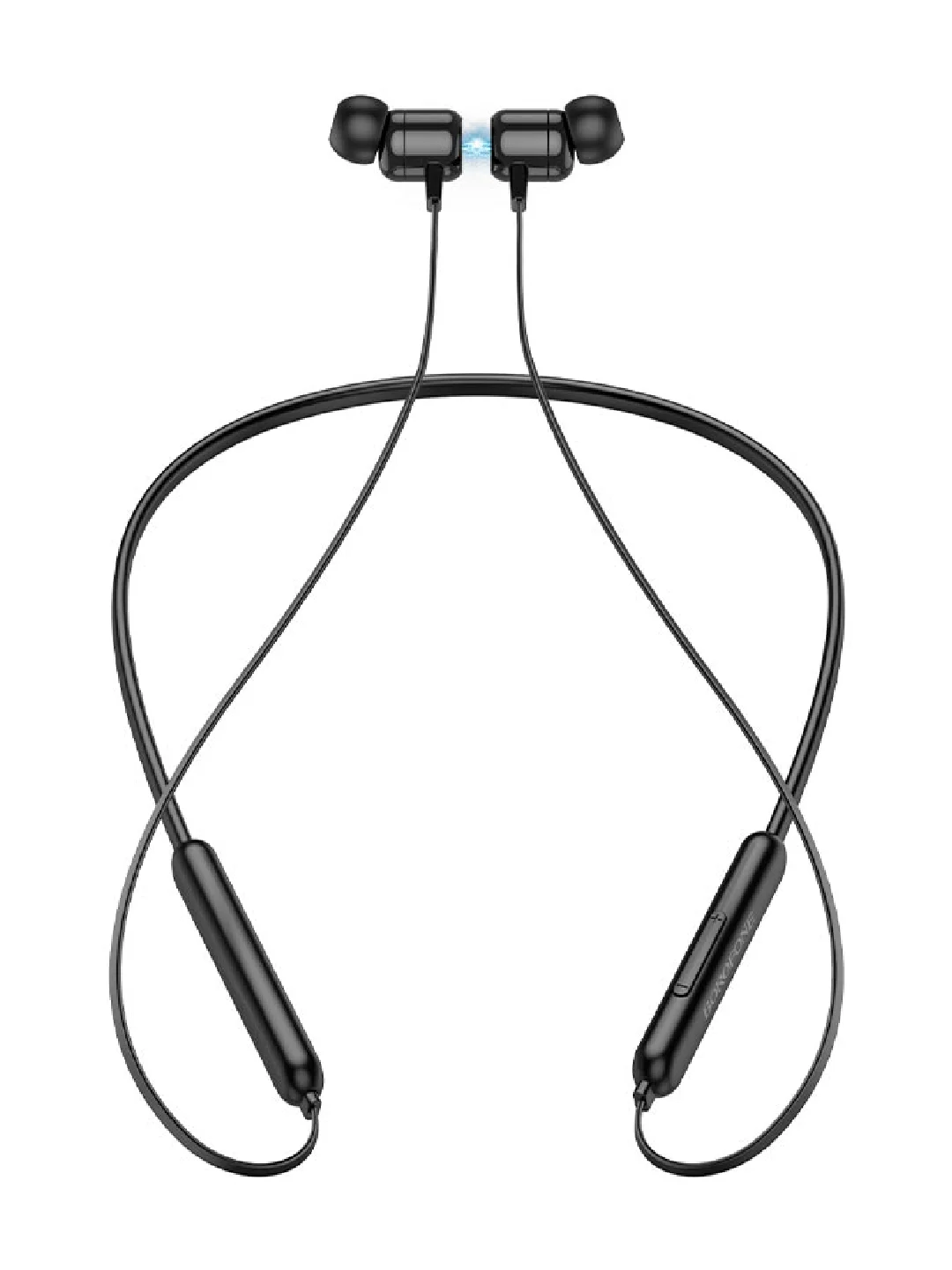 Черный bluetooth-наушники с дугой BOROFONE BE58, БОЛЕЕ 15 ЧАСОВ МУЗЫКИ, МАГНИТНАЯ ФИКСАЦИЯ