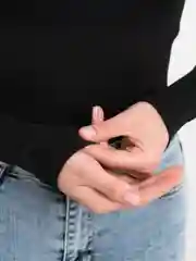 Черный боди с длинными рукавами / Боди с завышенной талией