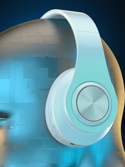 Белый беспроводные наушники большие с чехлом: bluetooth для телефона и компьютера