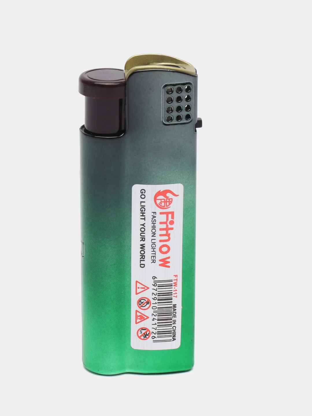 Зеленый зажигалка металлическая, газовая, автоген, заправляемая