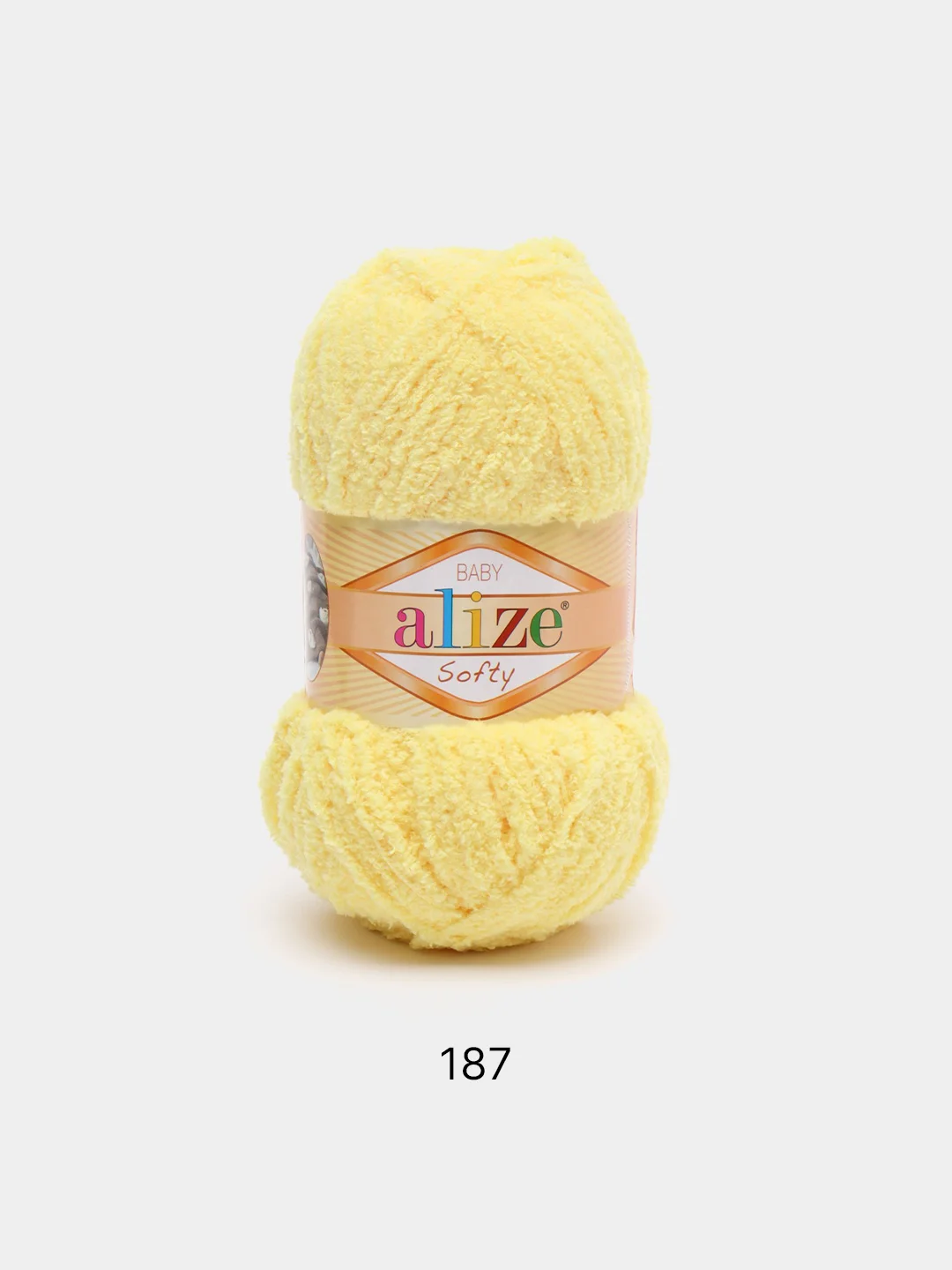 Светло-жёлтый пряжа плюшевая Alize Softy, микрополиэстер, 50 г, 115 м