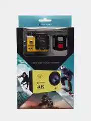 Желтый экшн-камера Electerra 1080p (4K с интерполяцией). C креплениями и водонепроницаемым кейсом