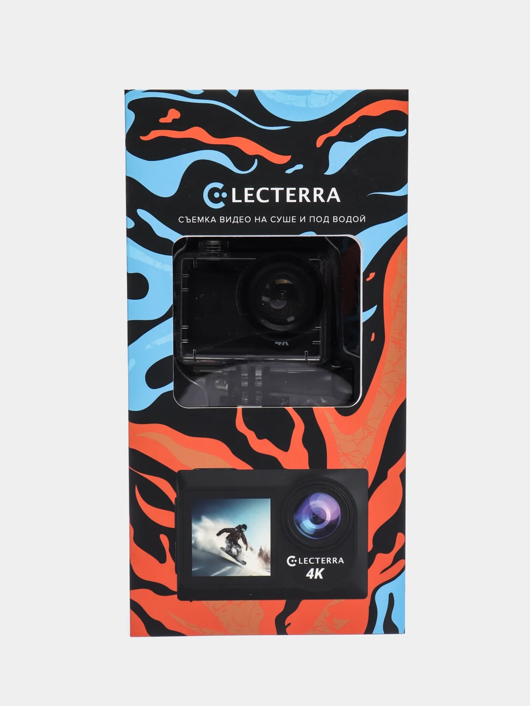 Желтый экшн-камера Electerra 1080p (4K с интерполяцией). C креплениями и водонепроницаемым кейсом