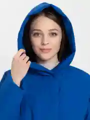 Голубой куртка женская осенняя весенняя, с капюшоном, облегченная, ветровка, с поясом