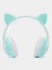 Бирюзовый беспроводные светящиеся Bluetooth наушники с кошачьими ушками, с микрофоном, RGB подсветкой