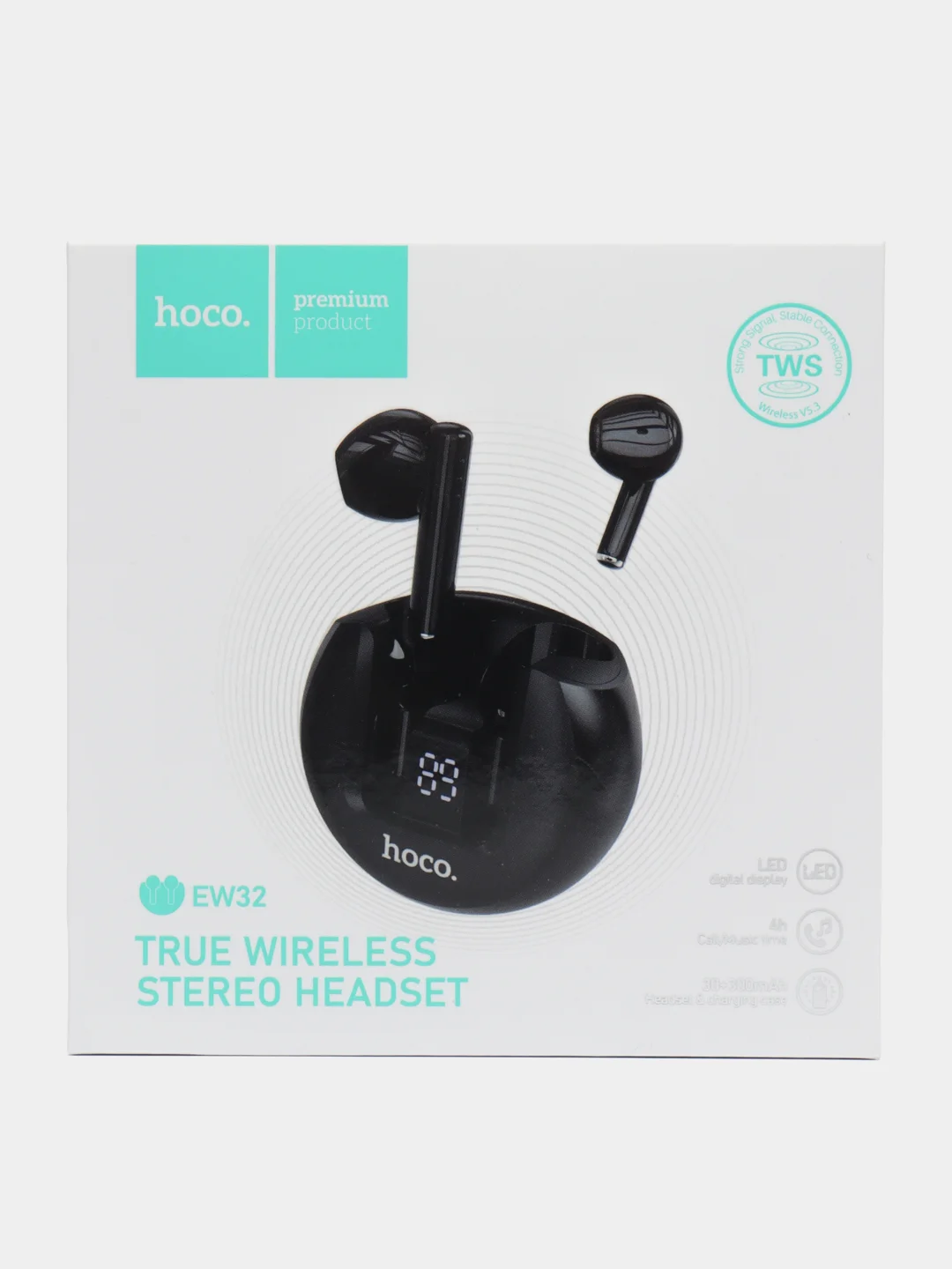 Наушники Hoco EW32 TWS, беспроводные, вкладыши, BT5.3, 30/300 мАч, микрофон, черные