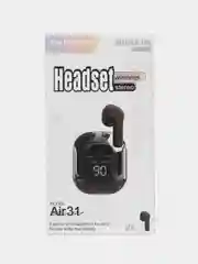 Наушники беспроводные Air31, TWS, вакуумные, BT 5.0, 45/230 мАч, прозрачные, чёрные