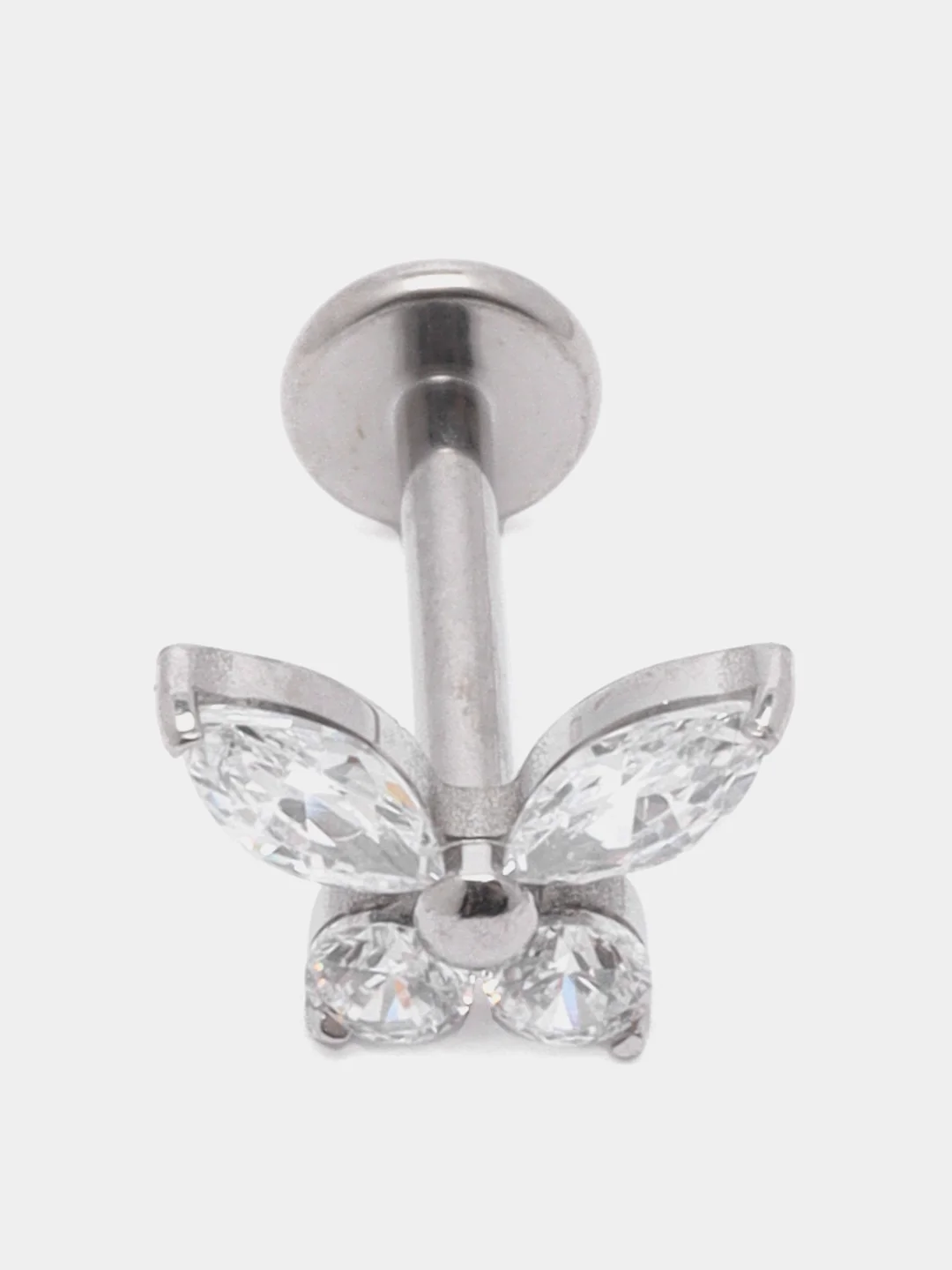 Серебряный серьга для пирсинга из титана "TITANIUM" с внутренней резьбой, серьги женские