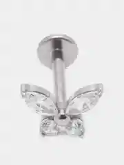 Серебряный серьга для пирсинга из титана "TITANIUM" с внутренней резьбой, серьги женские