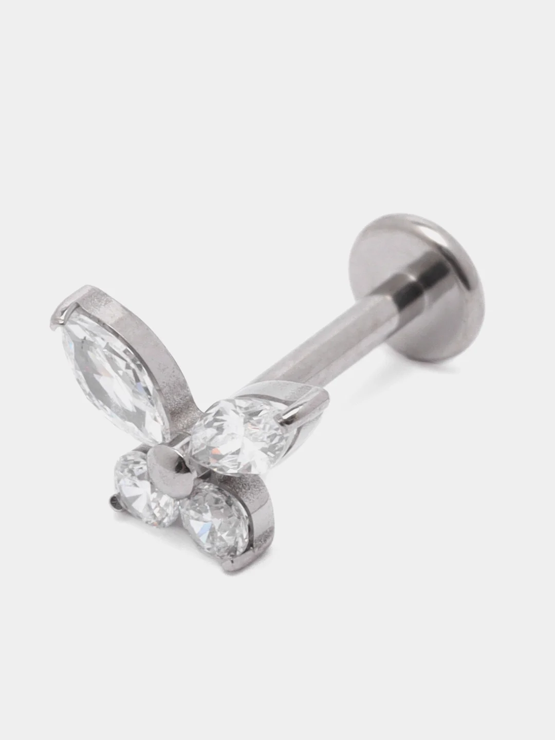 Серебряный серьга для пирсинга из титана "TITANIUM" с внутренней резьбой, серьги женские