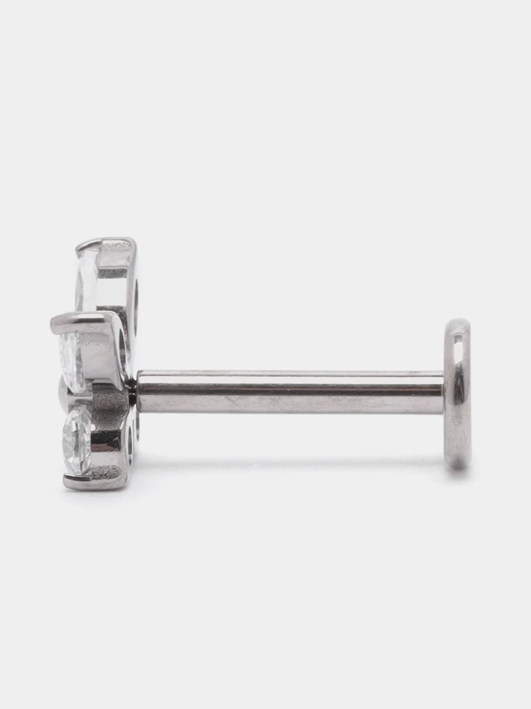 Серебряный серьга для пирсинга из титана "TITANIUM" с внутренней резьбой, серьги женские