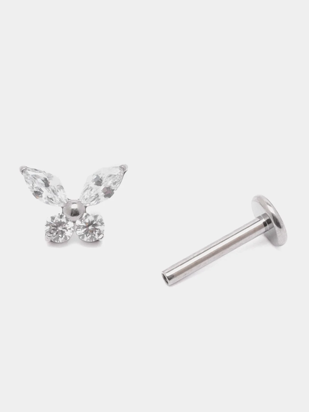 Серебряный серьга для пирсинга из титана "TITANIUM" с внутренней резьбой, серьги женские