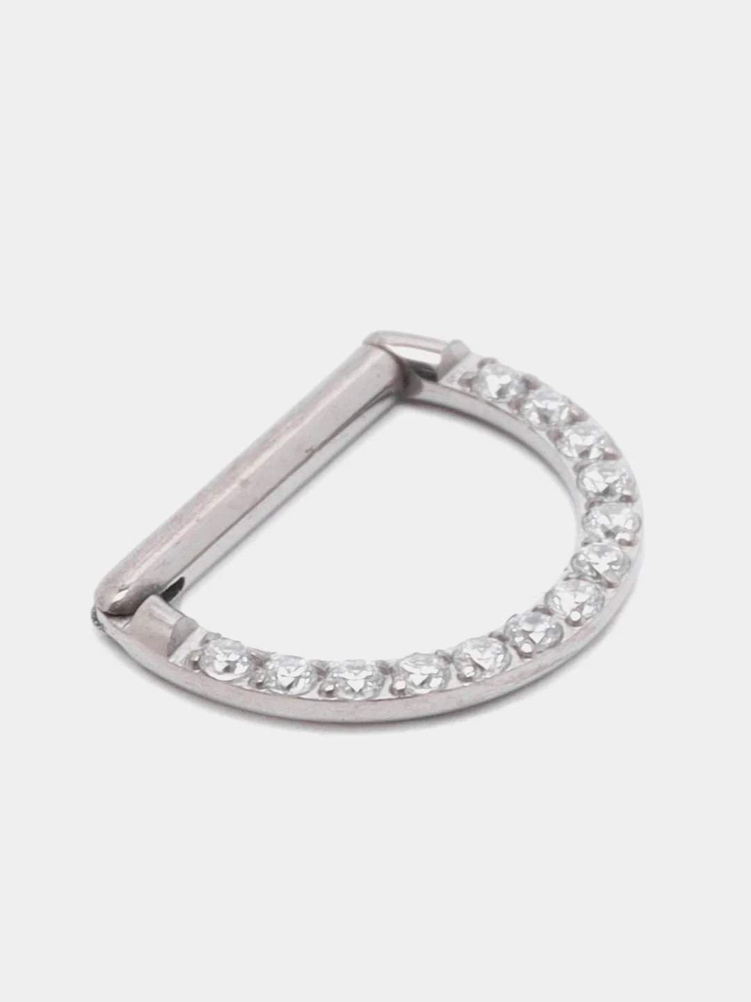 Бежевый кольцо-кликер для пирсинга, из титана, со стразами, серия "TITANIUM", для носа, уха