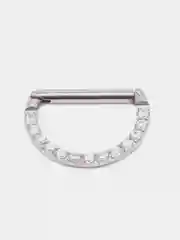 Белый кольцо-кликер для пирсинга, из титана, со стразами, серия "TITANIUM", для носа, уха
