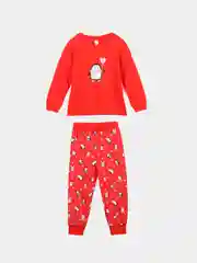Красный хлопковая пижама для девочки 2-5 лет