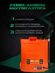 Опрыскиватель аккумуляторный садовый ранцевый для растений Electrolite BS-14/3 14 литров