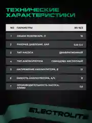 Опрыскиватель аккумуляторный садовый ранцевый для растений Electrolite BS-16/3 16 литров