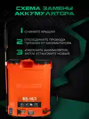 Опрыскиватель аккумуляторный садовый ранцевый для растений Electrolite BS-16/3 16 литров
