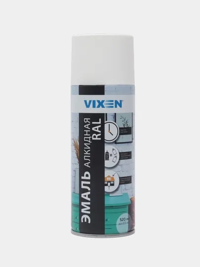 Эмаль аэрозоль, универсальная, алкидная, VIXEN, RAL 9003, белая, 520 мл