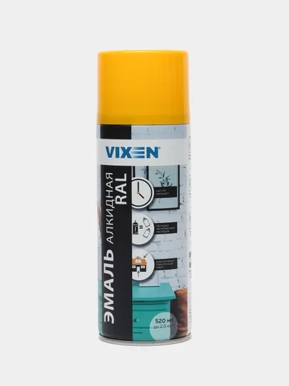 Эмаль аэрозоль, универсальная, алкидная, VIXEN, RAL 1018, желтая, 520 мл