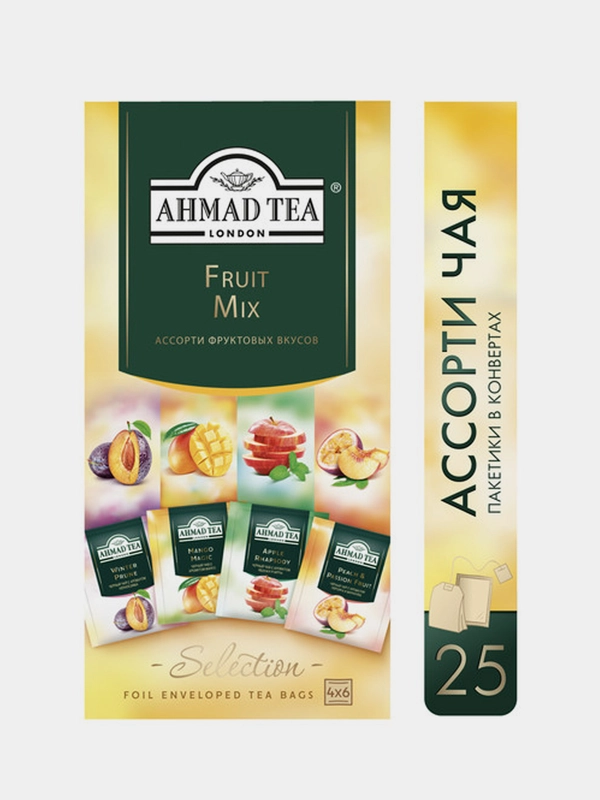 Чай черный Ahmad Tea Фруктовый Микс, 4 вкуса, 24 пакетика