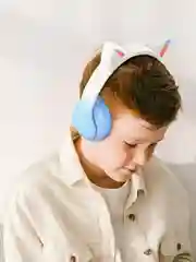 Голубой беспроводные наушники hoco W42 Cat ear, полноразмерные детские наушники
