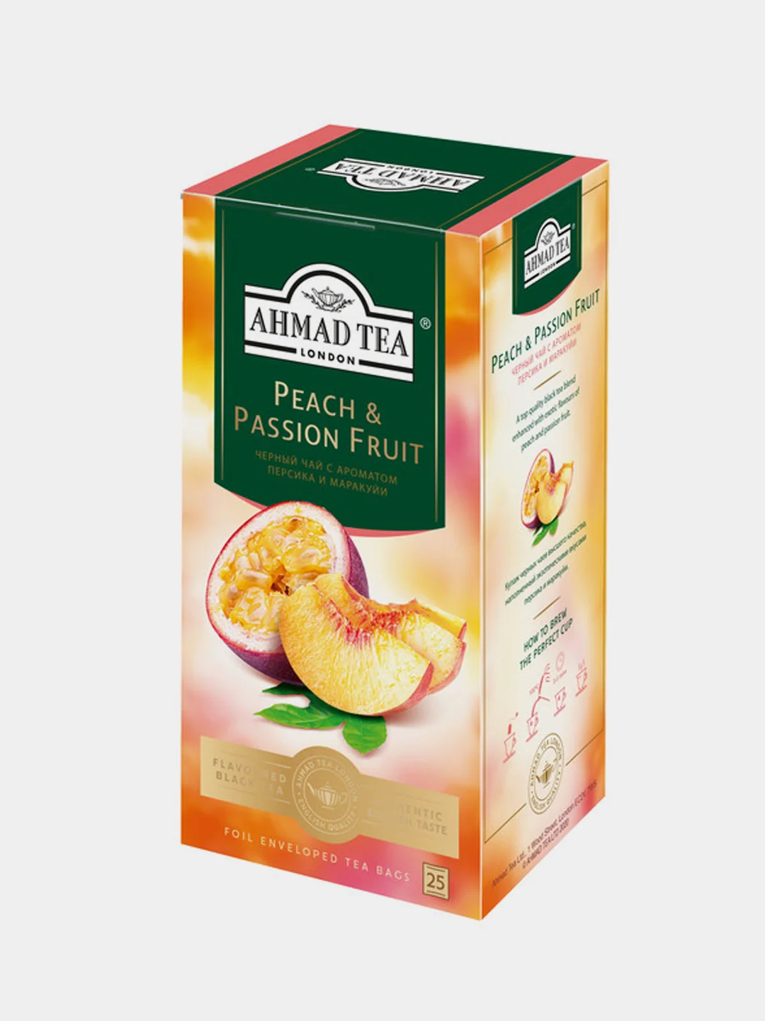 Чай черный Ahmad Tea Персик-Маракуйя, 25 пакетиков х 1,5 г