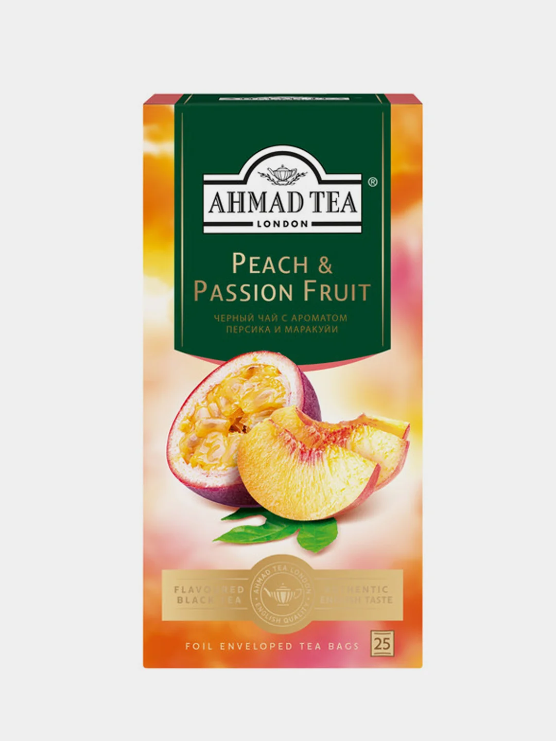 Чай черный Ahmad Tea Персик-Маракуйя, 25 пакетиков х 1,5 г