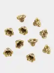 Золотой шапочки/чашечки для бусин 8-10 мм с узором, 10 штук