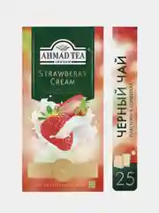 Чай черный Ahmad Tea Strawberry Cream, с ароматом клубники со сливками, 25 пакетиков