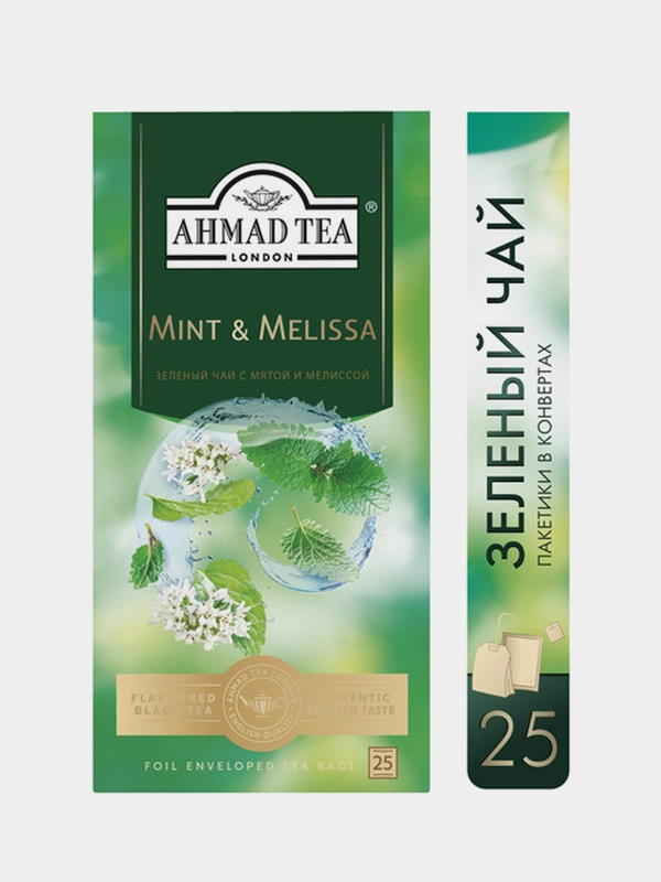Чай зеленый Ahmad Tea Мята и мелисса, 25 пакетиков х 1,8 г