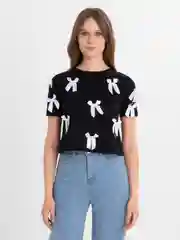 Черный футболка из бантиков укороченная