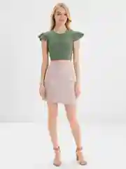Оливковый топ женский с коротким рукавом
