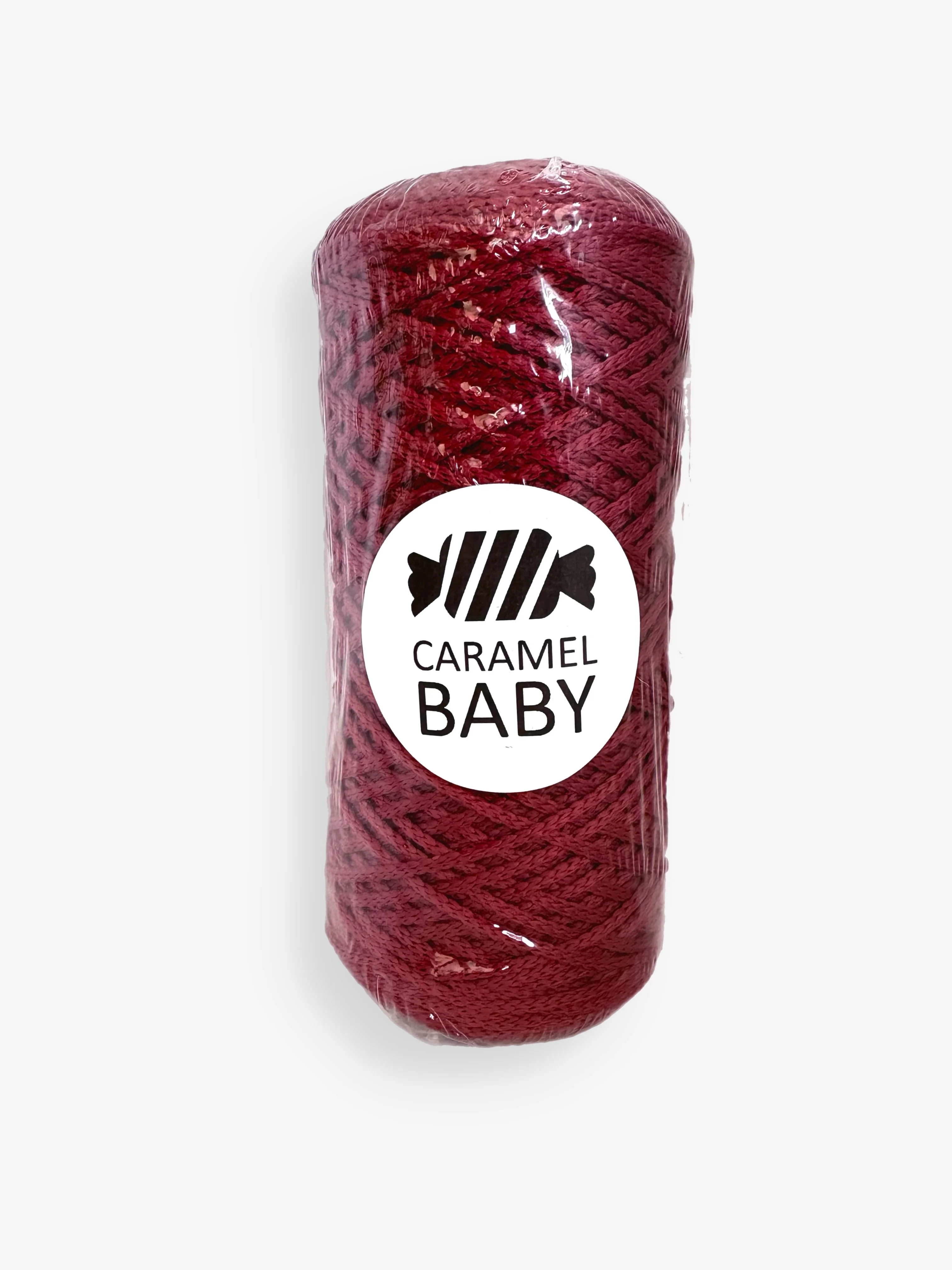 Бордовый шнур Caramel Baby, полиэфирный, 2 мм, 200 метров для вязания и макраме