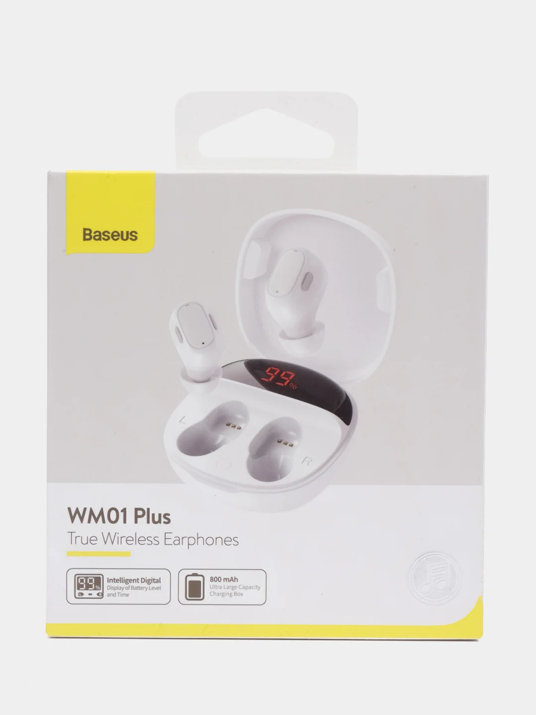 Наушники беспроводные Baseus WM01 Plus, TWS, вакуумные, BT5.0, 40/800 мАч, микрофон, белые