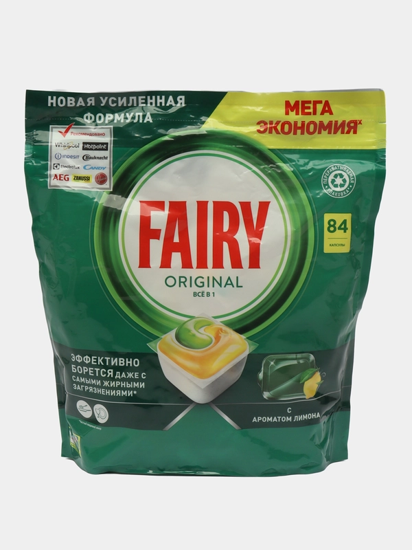 FAIRY All in 1, капсулы для мытья посуды для посудомоечных машин, Лимон, 84 шт