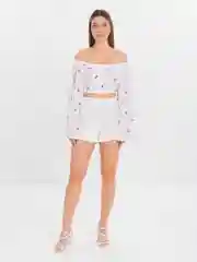 Белый женский комплект, топ и шорты
