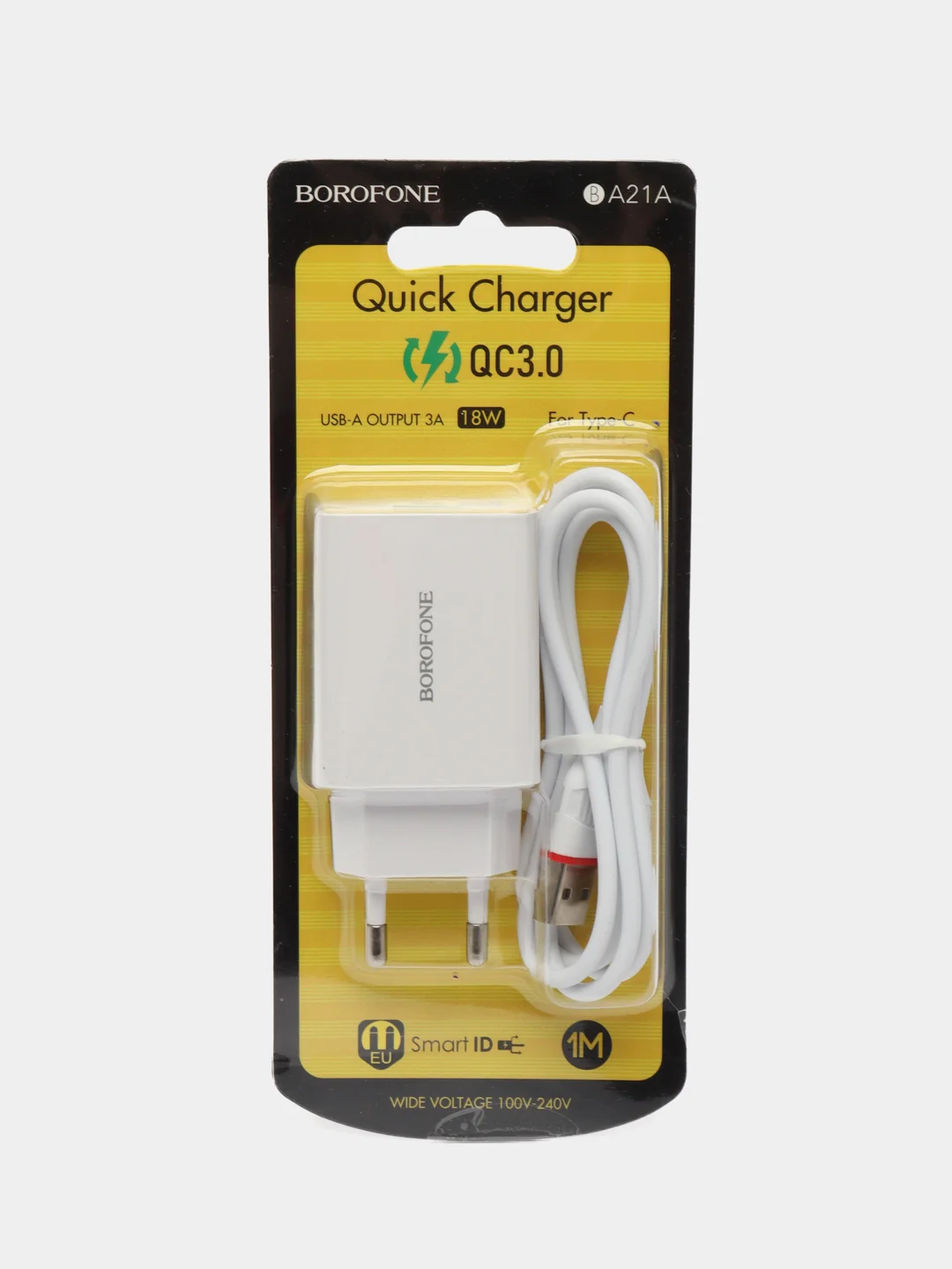 Зарядное устройство Borofone с кабелем Type-C, 18W, 3А,быстрая зарядка на Андроид,зарядник