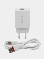 Зарядное устройство Borofone с кабелем Type-C, 18W, 3А,быстрая зарядка на Андроид,зарядник